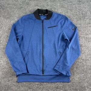 Nike Basketball Jacket Men Medium Blue Dri Fit Zip Activewear Shooting Shirt
